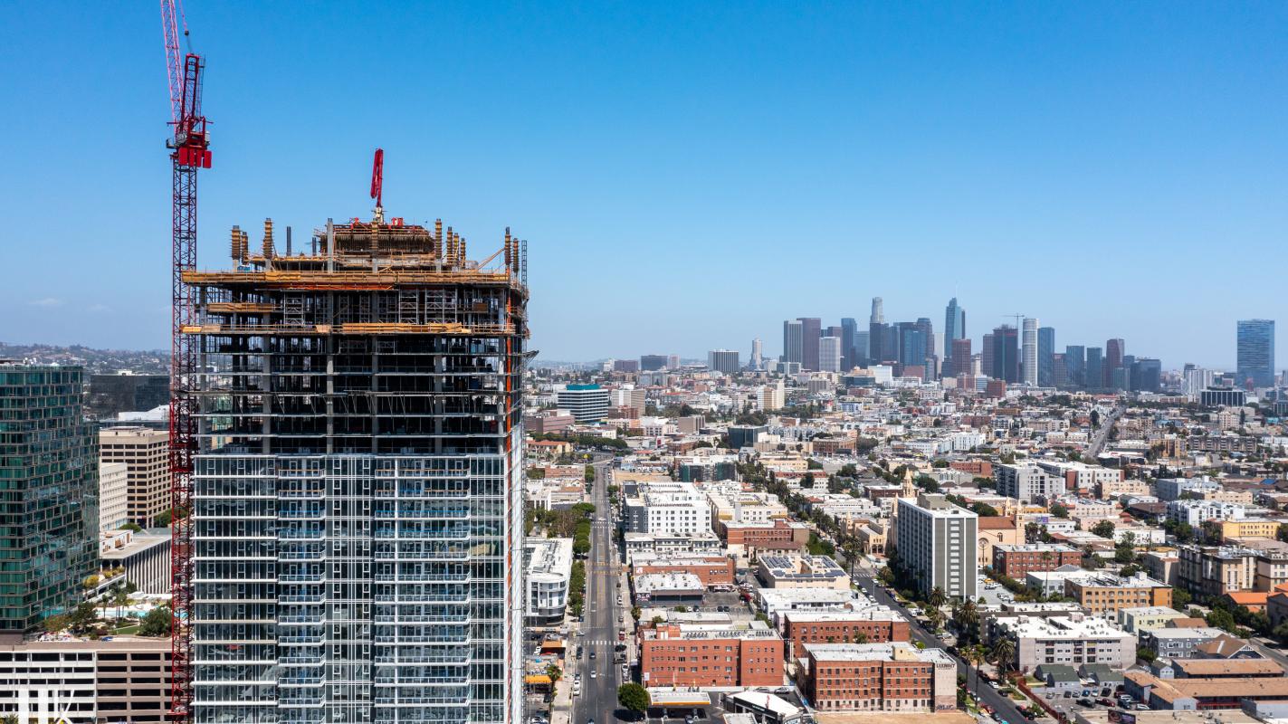 375-unit apartment tower reaches its peak in Koreatown